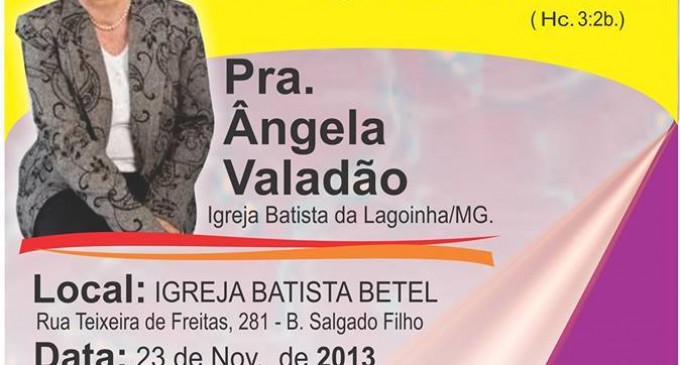 Pra. Ângela Valadão, da Igreja Batista da Lagoinha/MG estará pela primeira vez em Aracaju neste fim de semana.