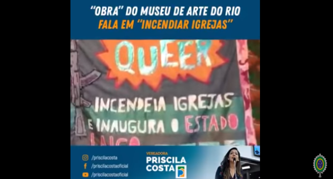 Exposição de arte no Rio sugere que militantes incendeiem igrejas