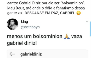 Por apoiar Bolsonaro, Gabriel Diniz tem morte comemorada